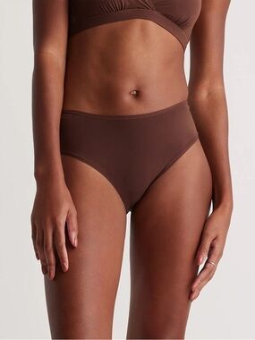 New Quince Second Skin Hipster Briefs Coco Brown Women Medium 6 Pack Underwear